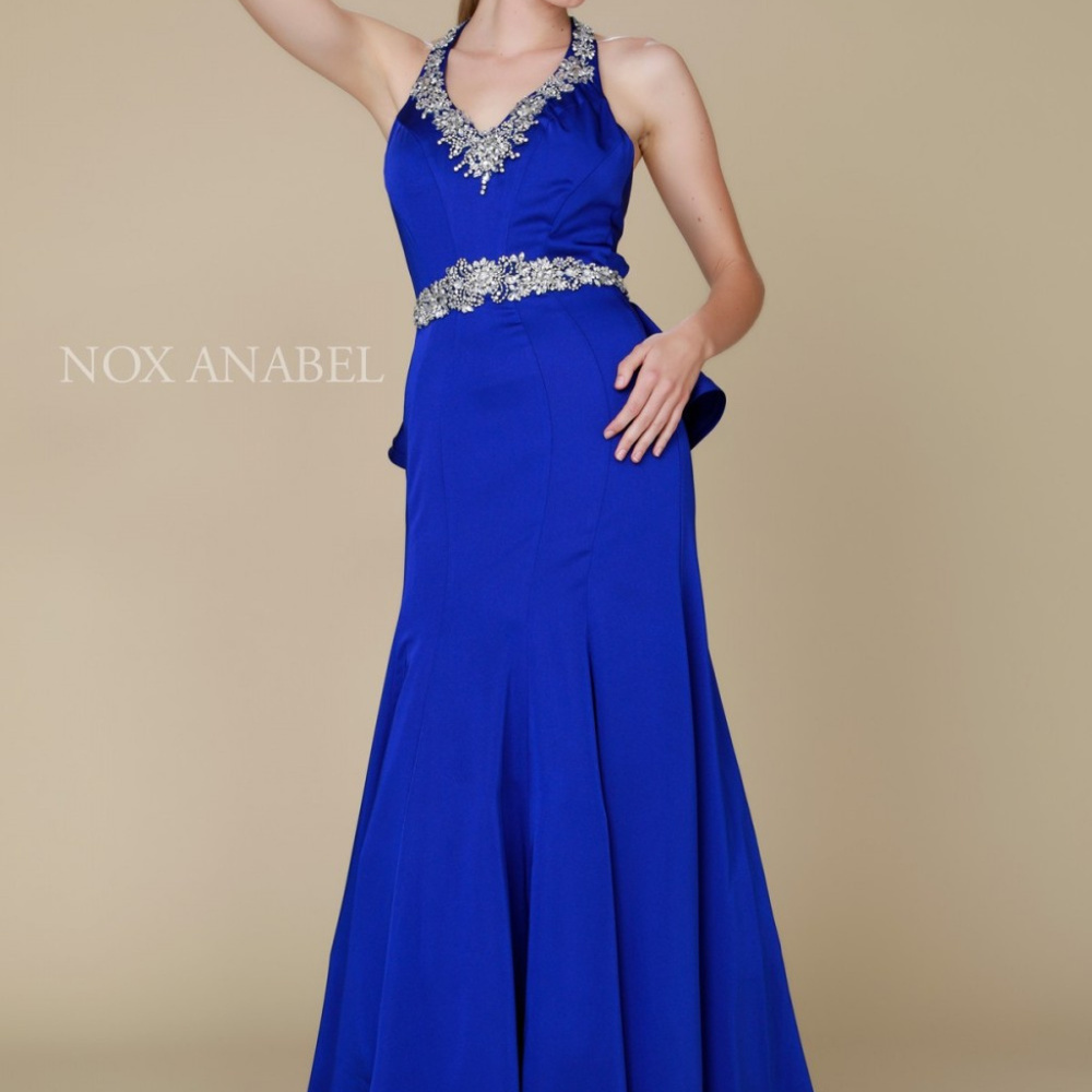 Royalblue Sleeveless Mermaid Party Long Dress